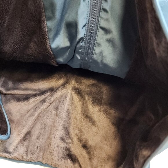 Hilary Radley Quilted Jacket Coat XS Teal Faux Fur Lined Pockets Full Zip Fall - Picture 7 of 10